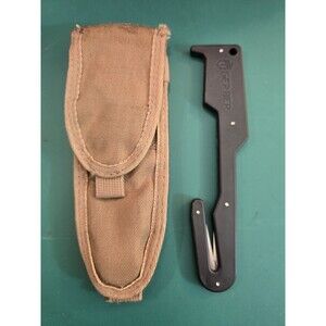 USGI Gerber Strap Cutter Seat Belt Hook Safety Knife Black With A Tan Case